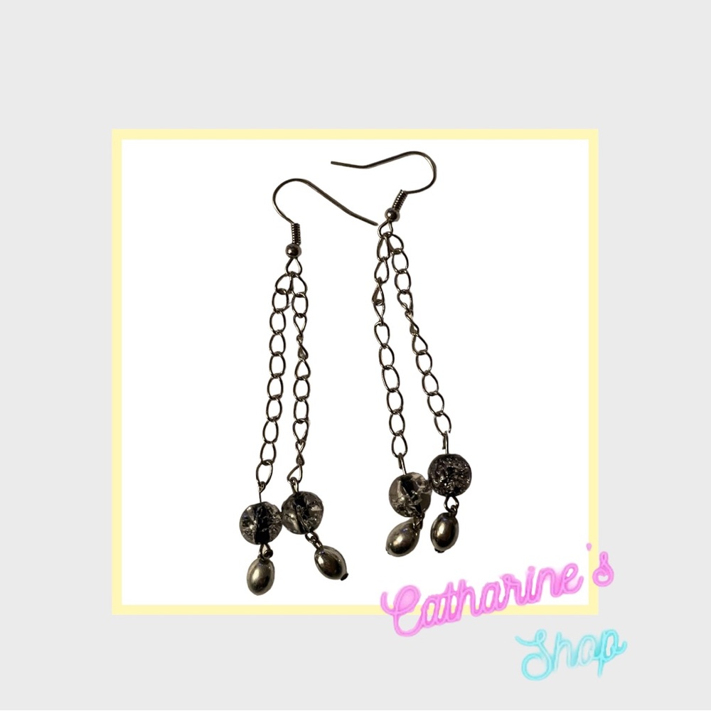 Chain Earrings with Beads